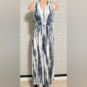 Japna Navy Blue/White Tie Dye Maxi Dress Size S
